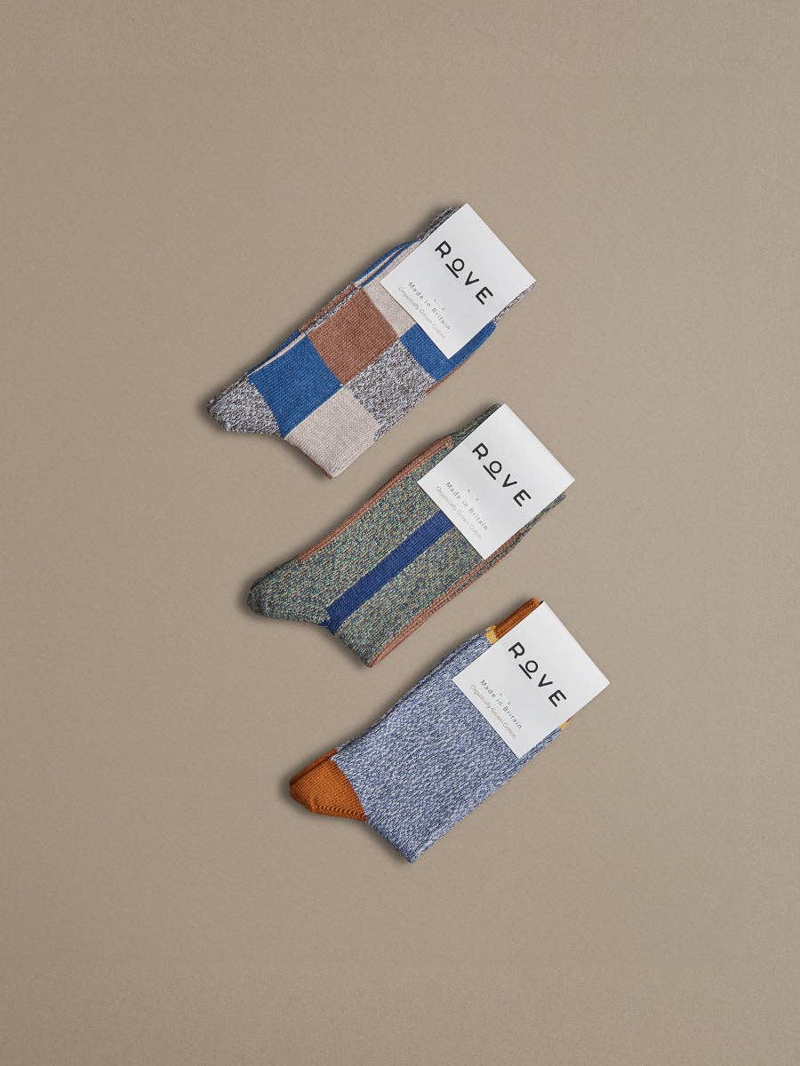Rove Knitwear Organic Cotton Socks Plain Blue Marl