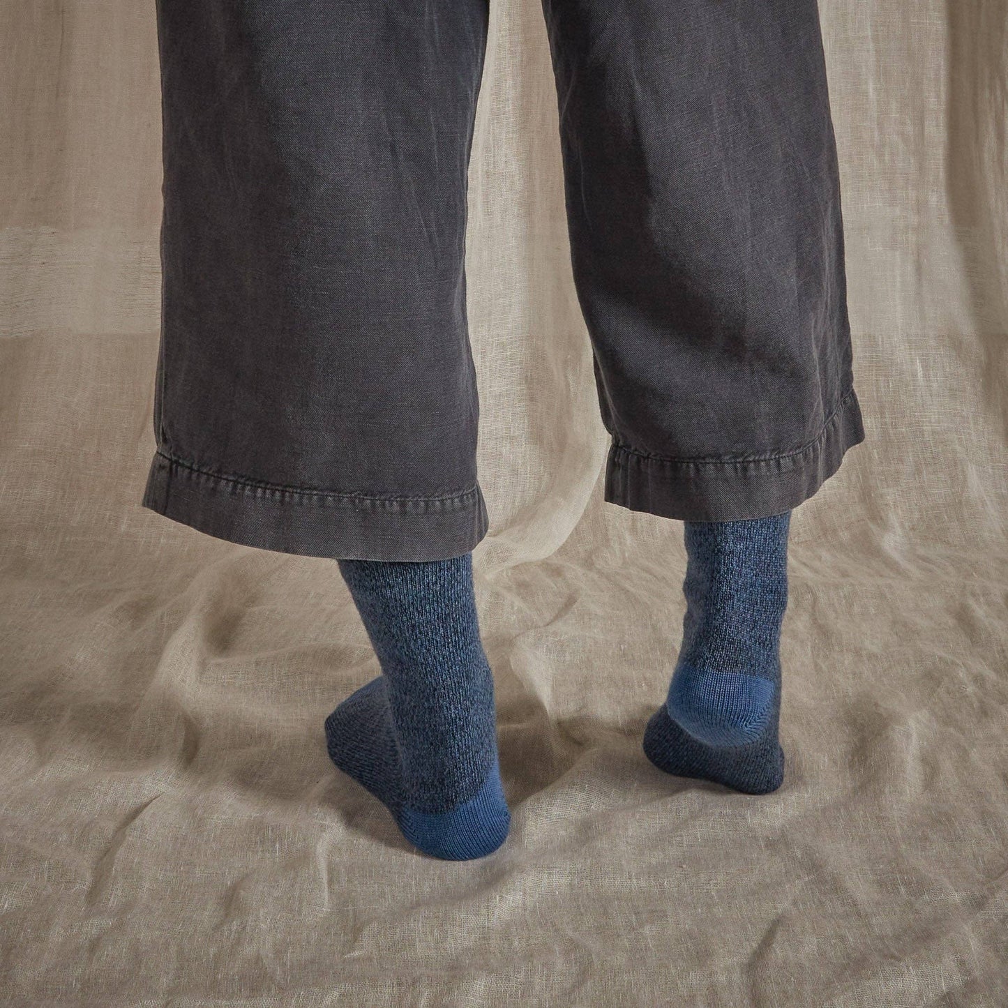 Fine Merino Wool Socks - Blue: UK 8-11