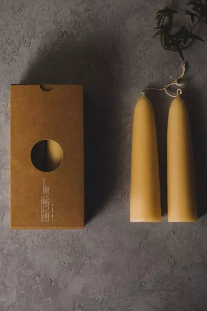 Skär Organics Beeswax Stubby Taper Candles Large Box