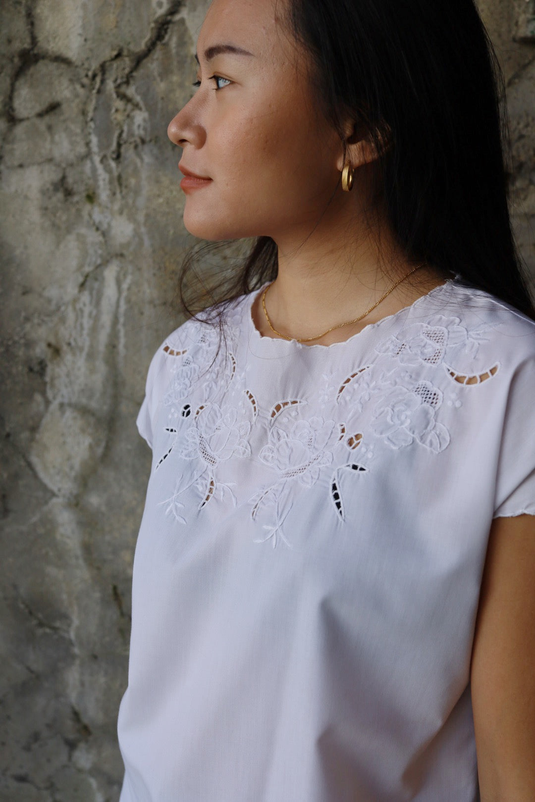 White Cutwork Top