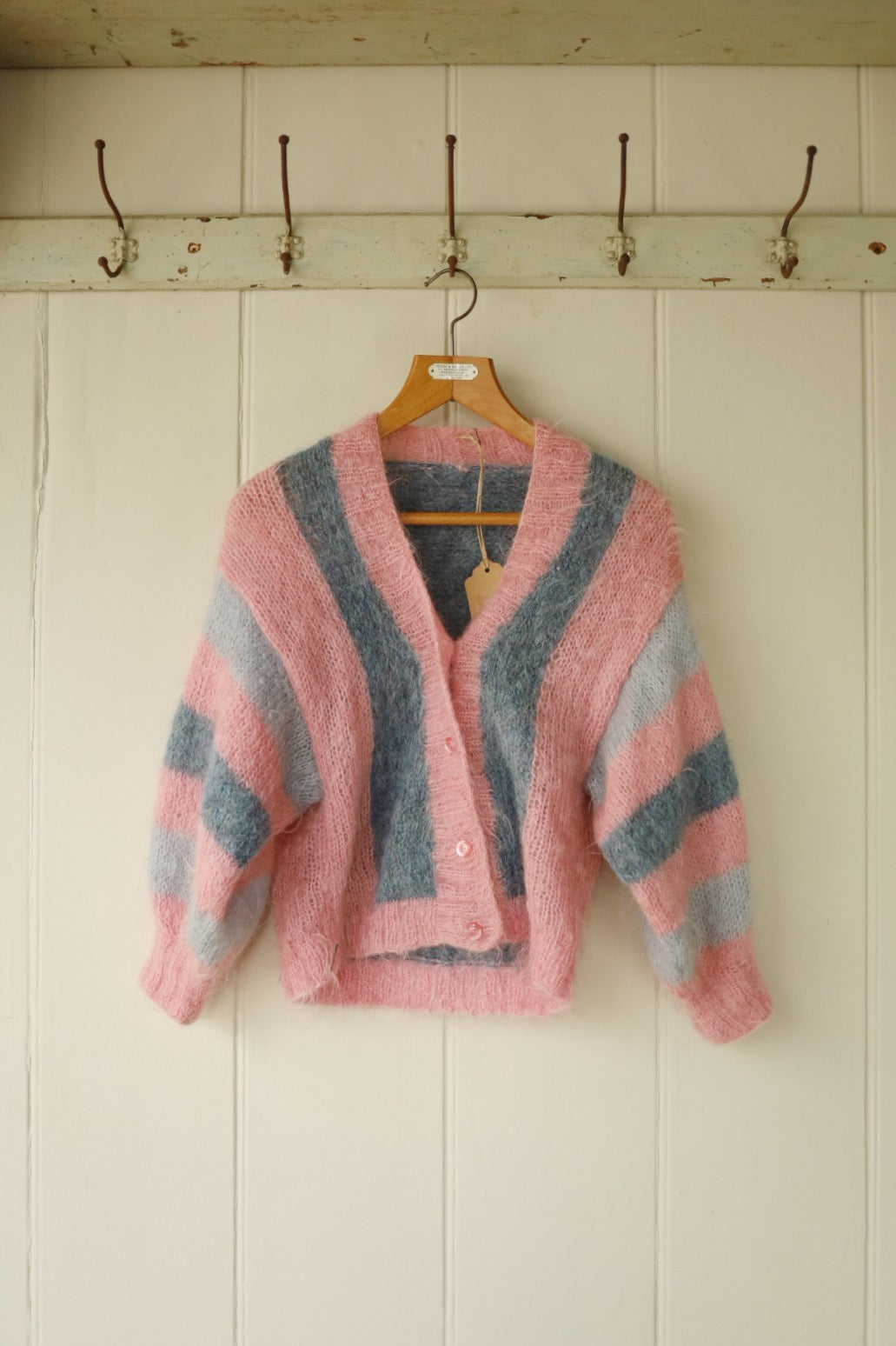 Hand Knitted Mohair Cardigan Stripes