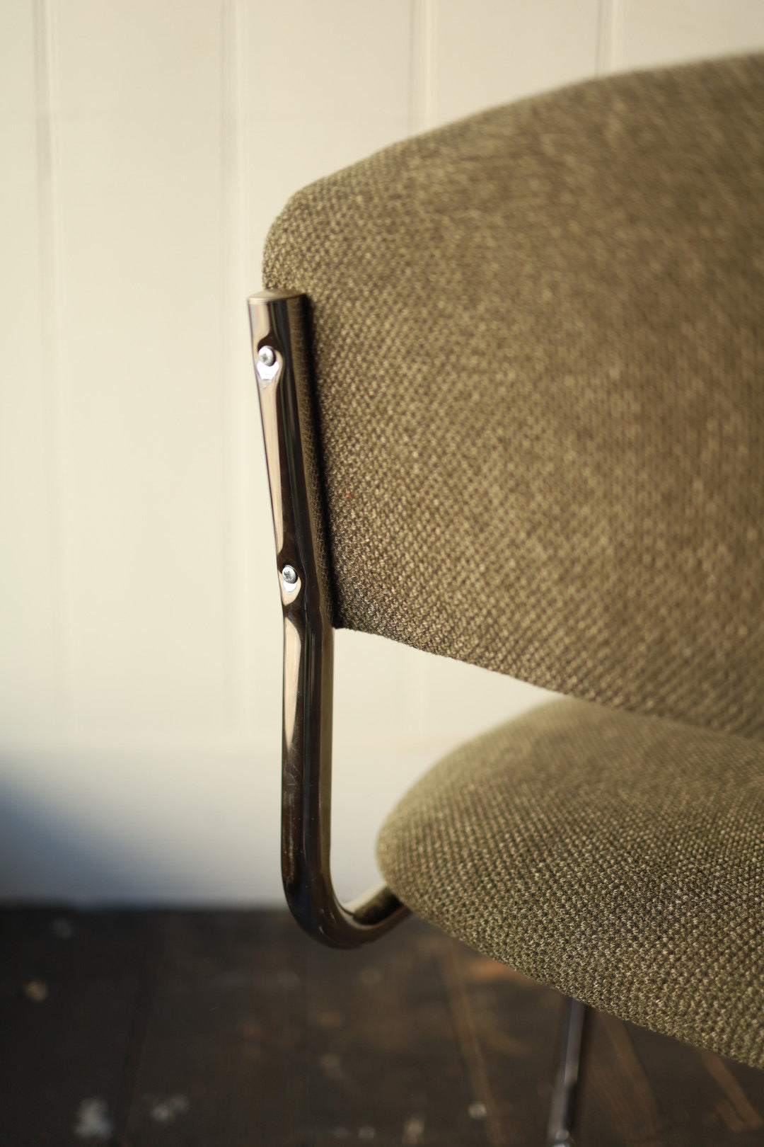 Pair of Tweed and Chrome Cantilever Chairs
