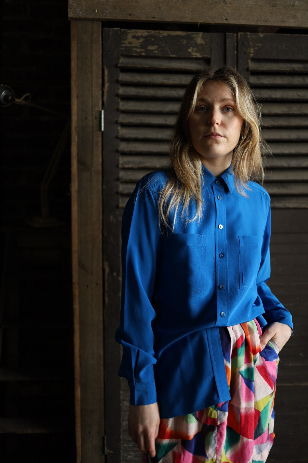 Cobalt Blue Jaeger Silk Blouse