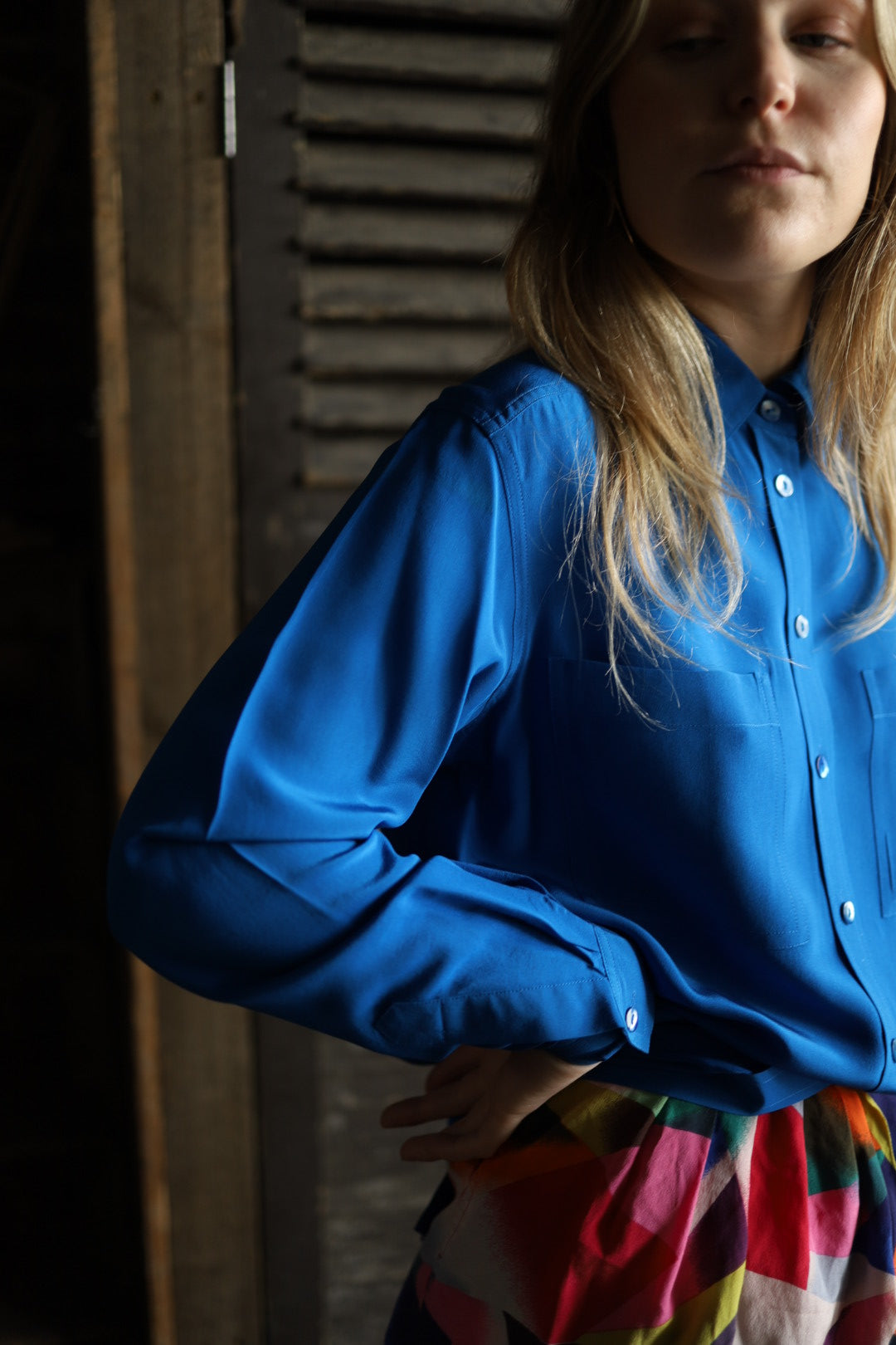 Cobalt Blue Jaeger Silk Blouse