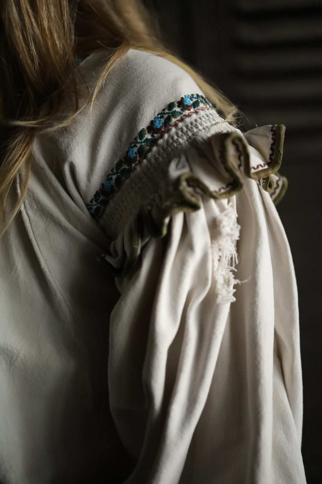 Folk Blouse Frill Shoulder