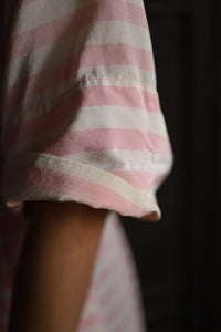Albert Nipon Pink & White Striped Silk Dress