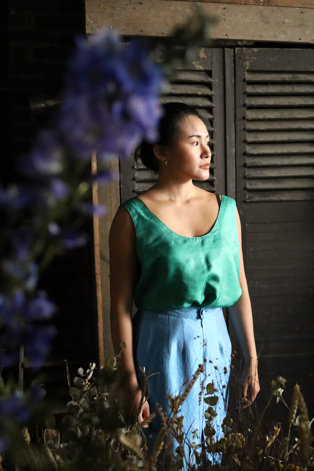 Hand-sewn Emerald Silk Top