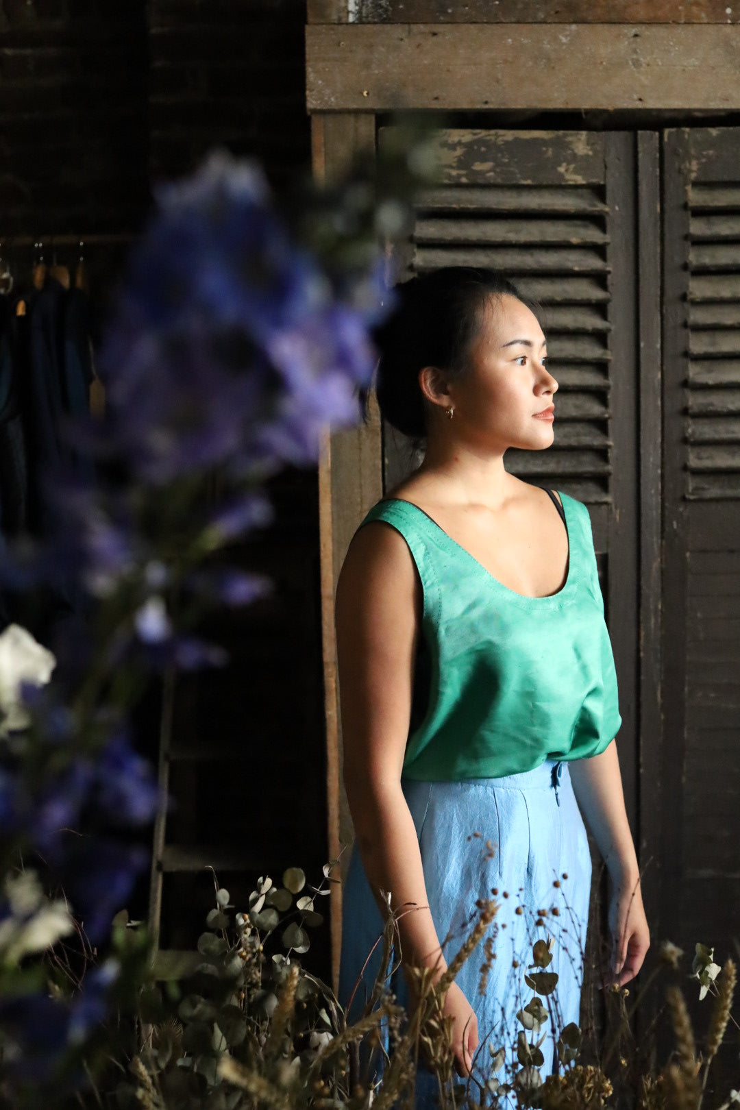 Hand-sewn Emerald Silk Top