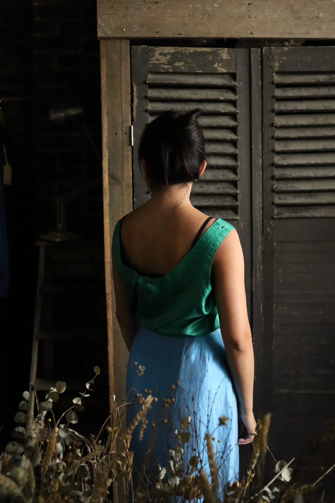 Hand-sewn Emerald Silk Top