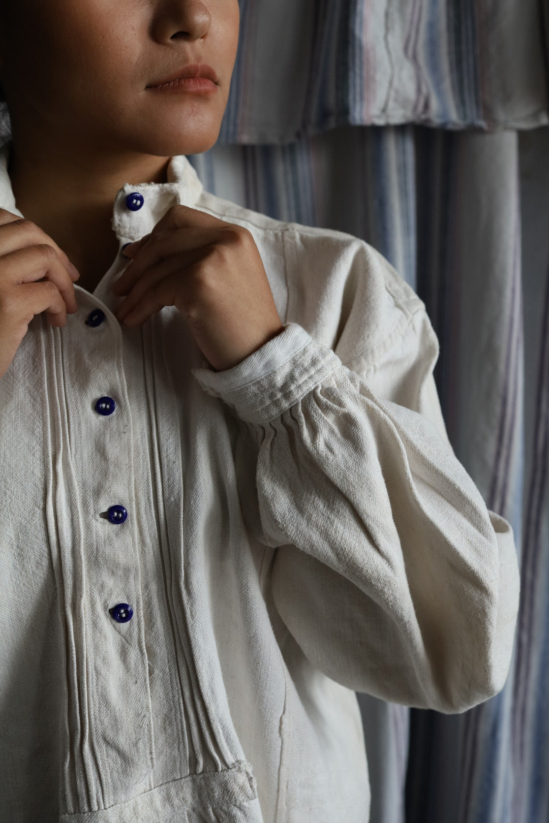 Folk Shirt Blue Buttons