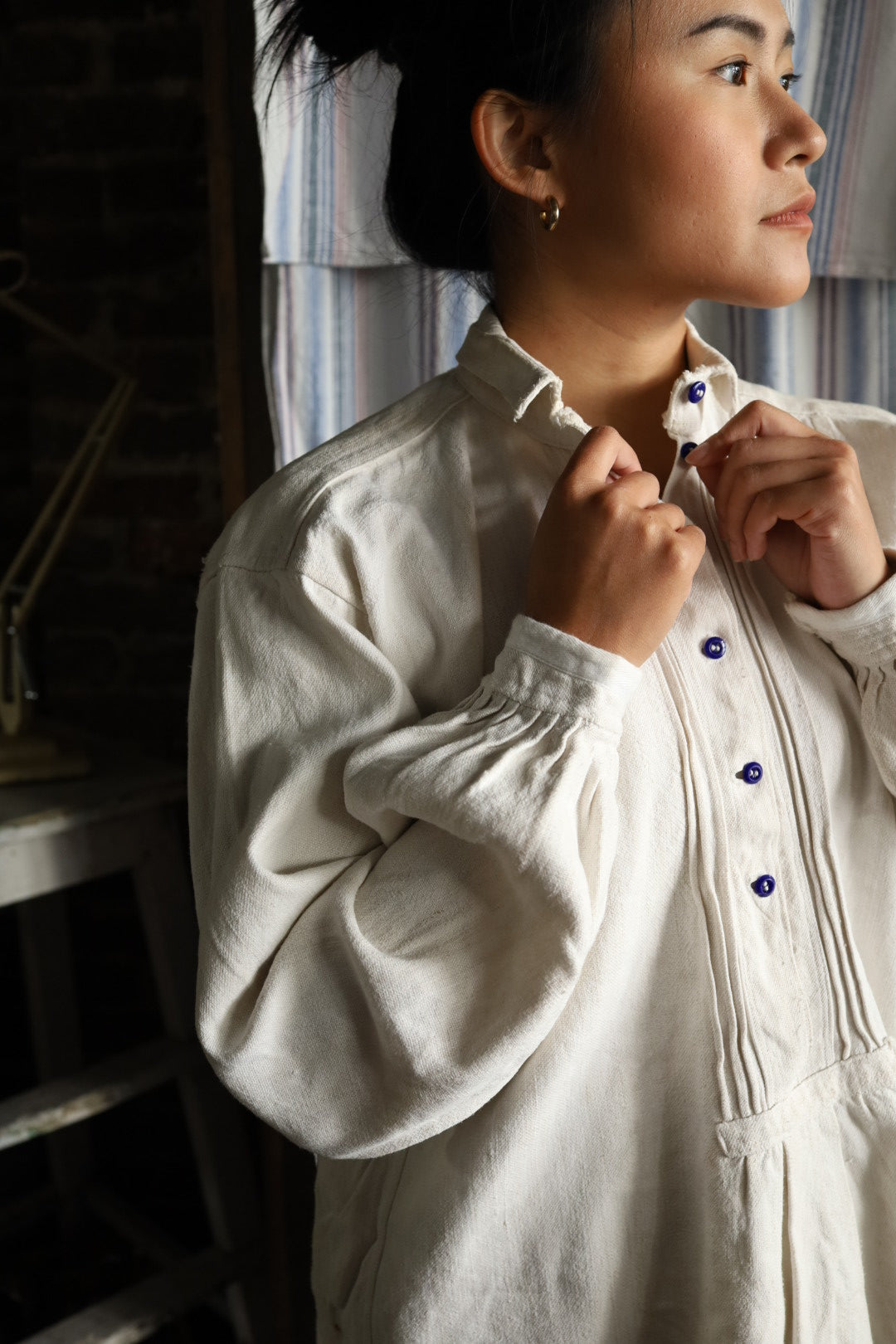Folk Shirt Blue Buttons