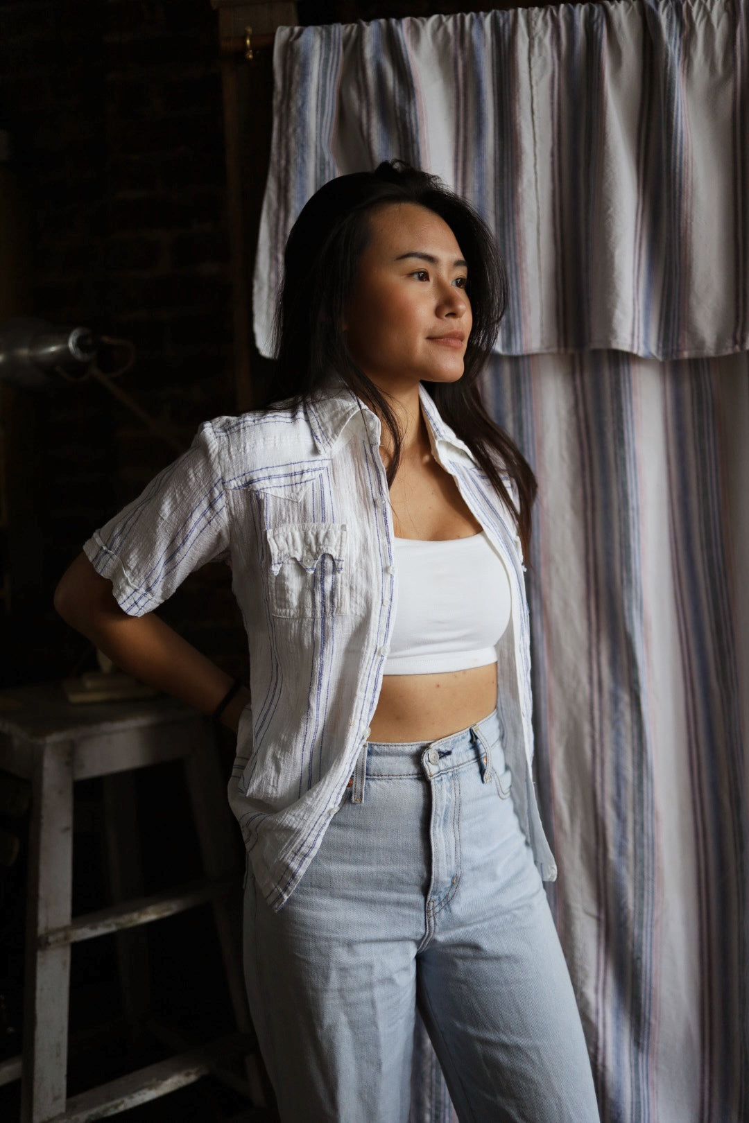 Cheesecloth Shirt with pocket details
