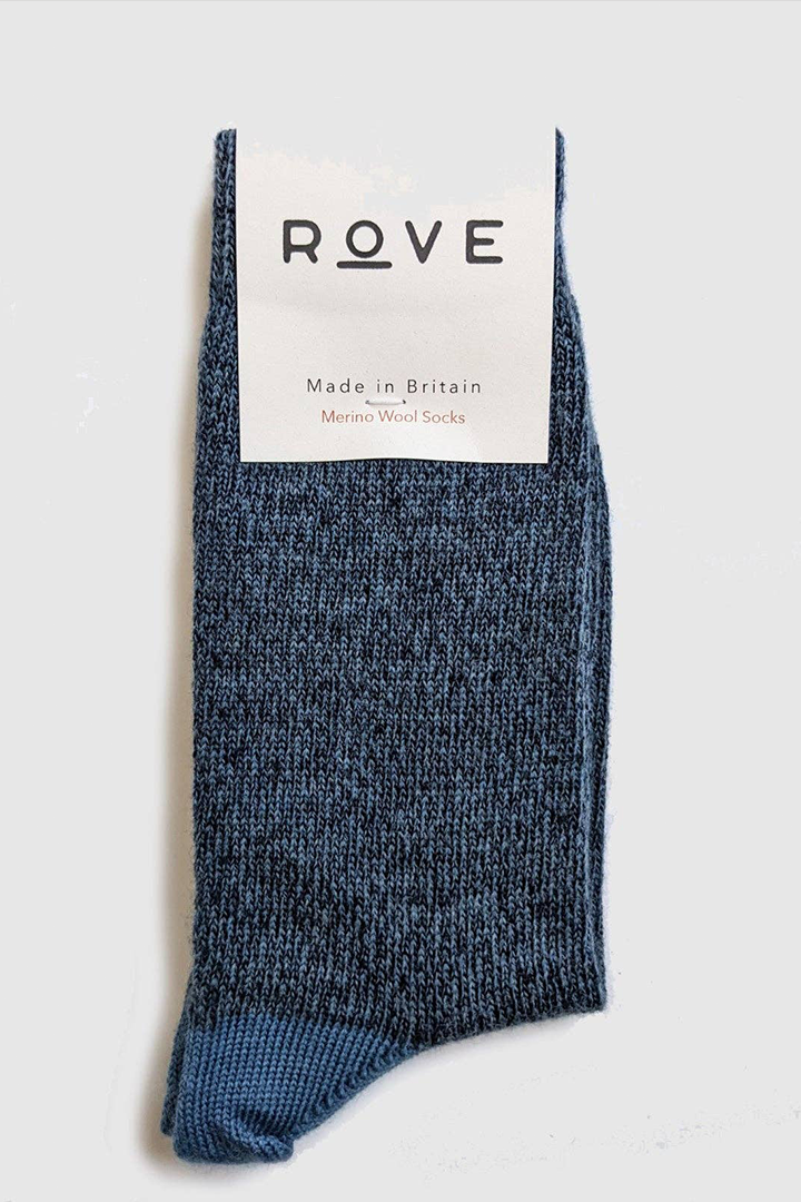 Rove Organic Cotton Socks Merino Wool Blue