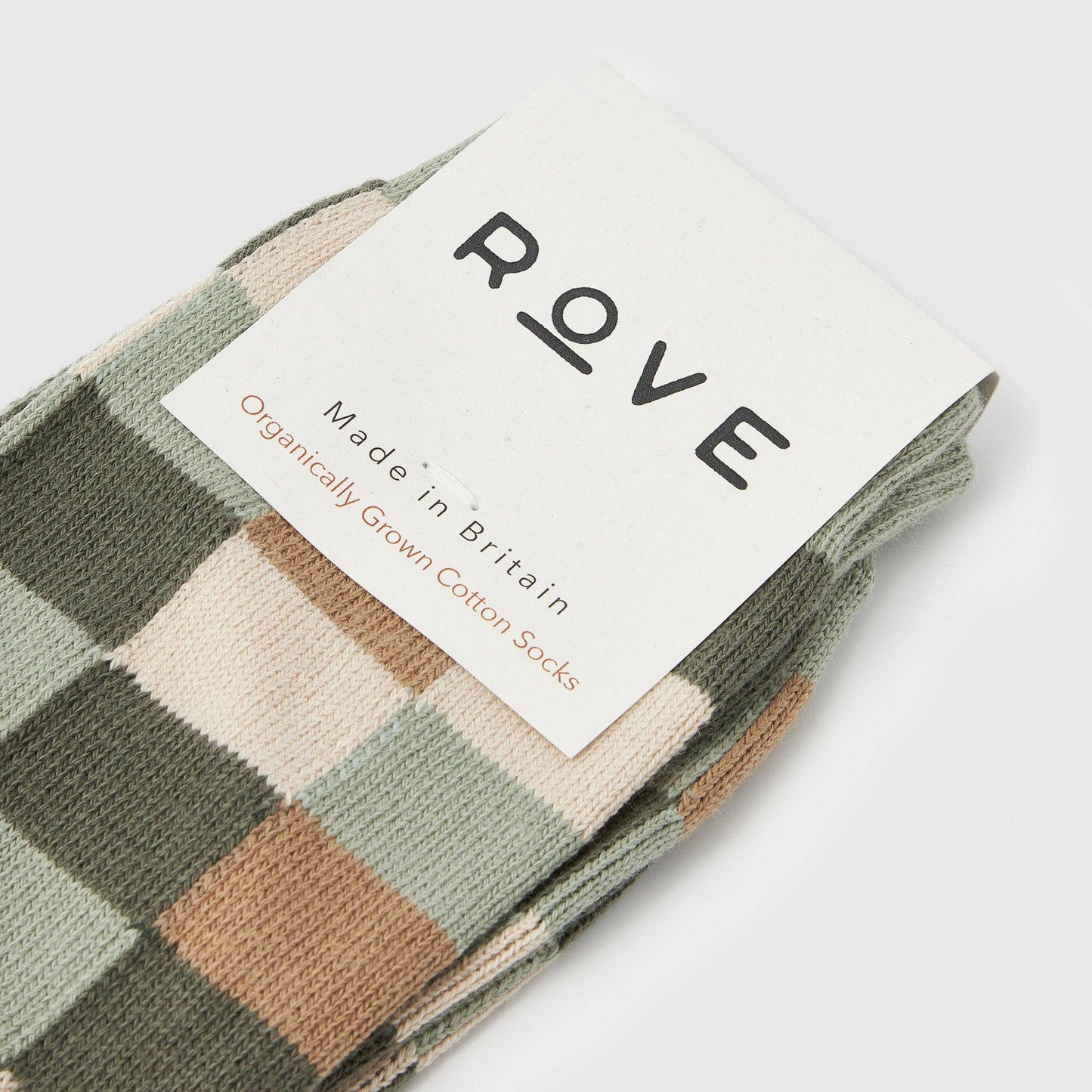 Rove Knitwear Organic Cotton Socks - Squares Green