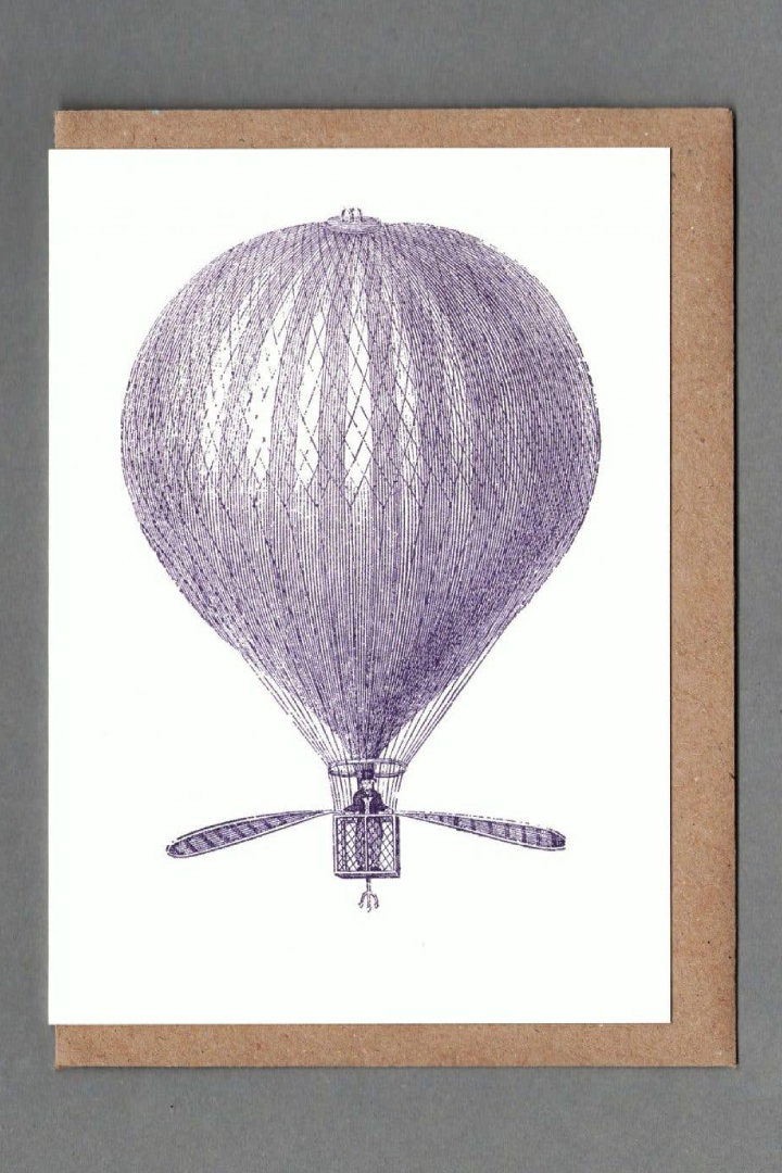 Hot Air Balloon Letterpress Greeting Card