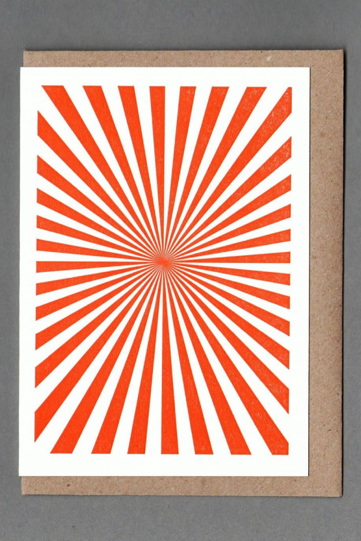 Starburst Illusion. Letterpress Greeting Card, Eco Friendly: With cello