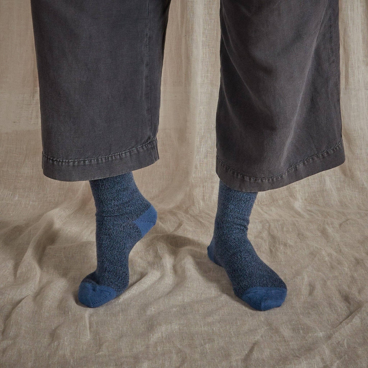Fine Merino Wool Socks - Blue: UK 8-11