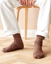 Load image into Gallery viewer, Rove Knitwear Faltering Stripe Socks Rust &amp; Brown
