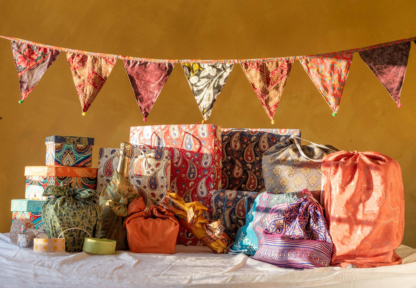Small 2 Metre Recycled Sari Bunting