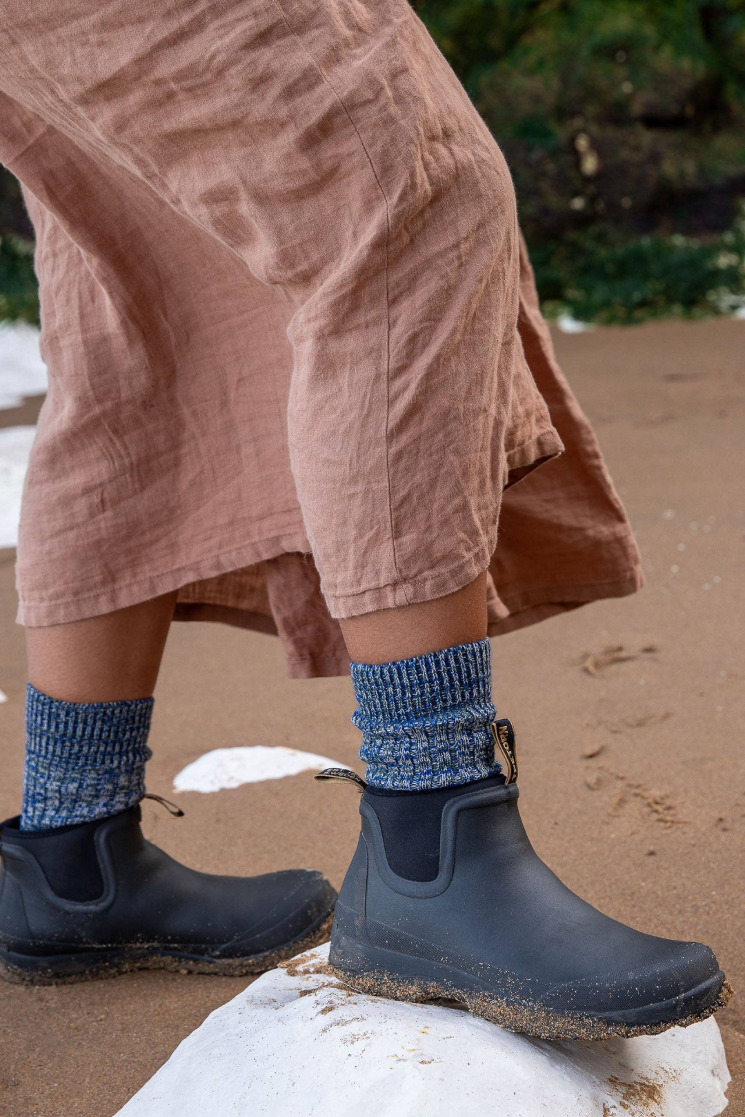 Rove Knitwear Faltering Stripe Socks Blue