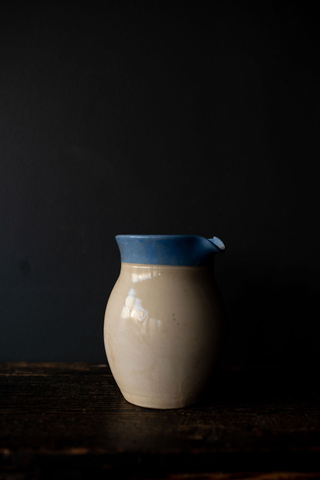 Pretty Long Handled Blue Rimmed Jug