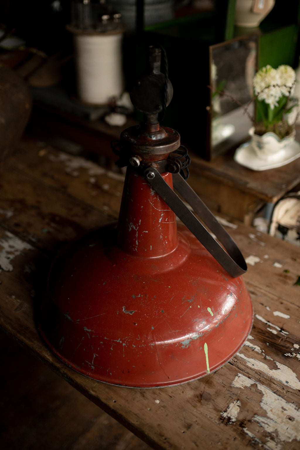Rust Coloured Enamel Pendant Light