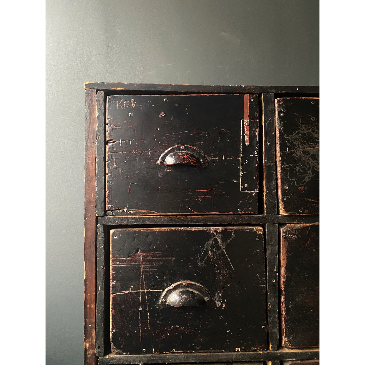 Bank of Antique Haberdashery Drawers