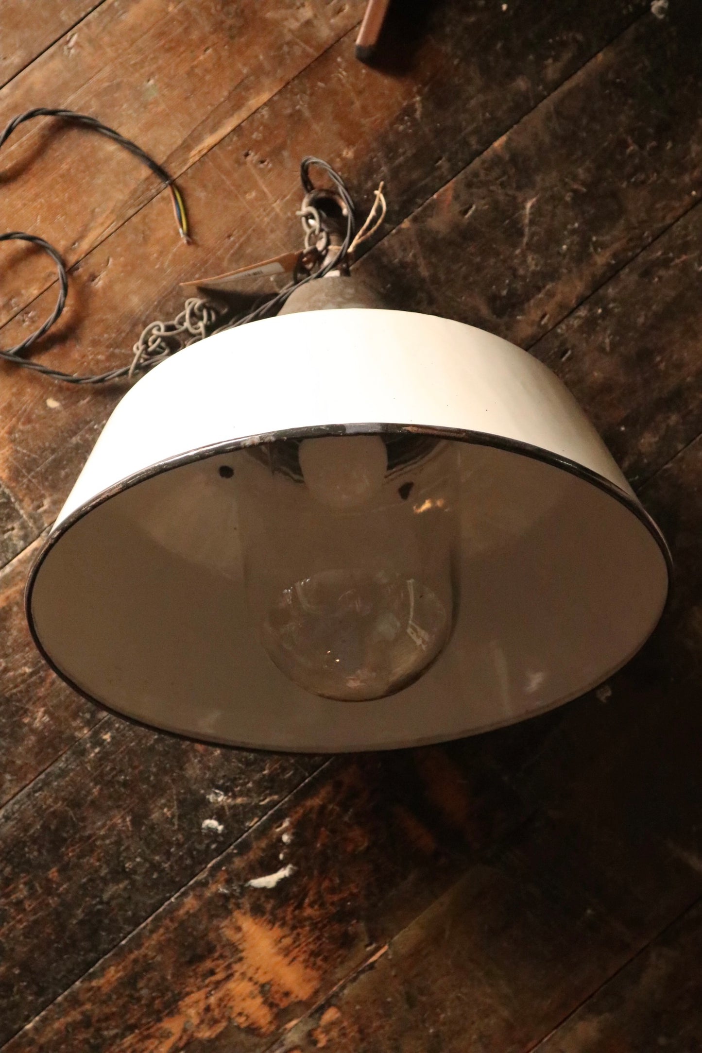 White Enamel Pendant with Storm Glass