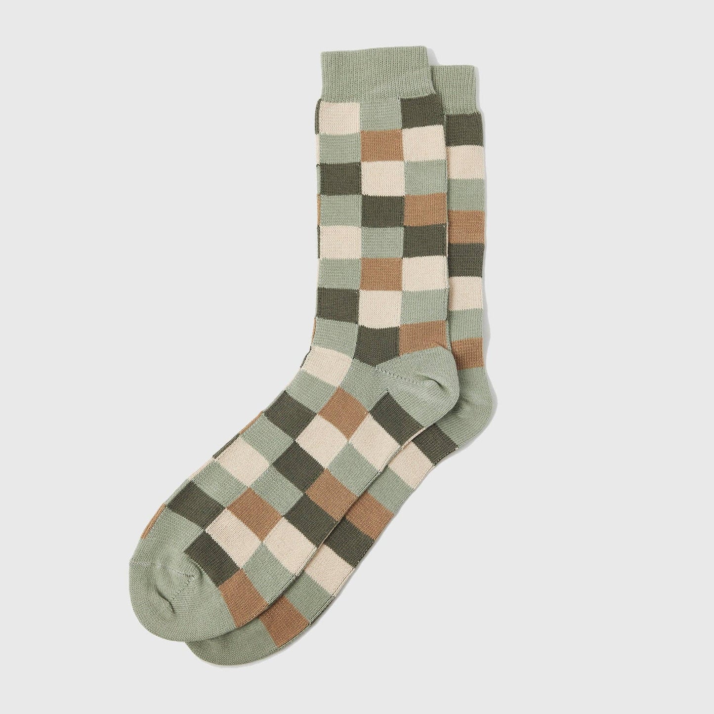 Rove Knitwear Organic Cotton Socks - Squares Green