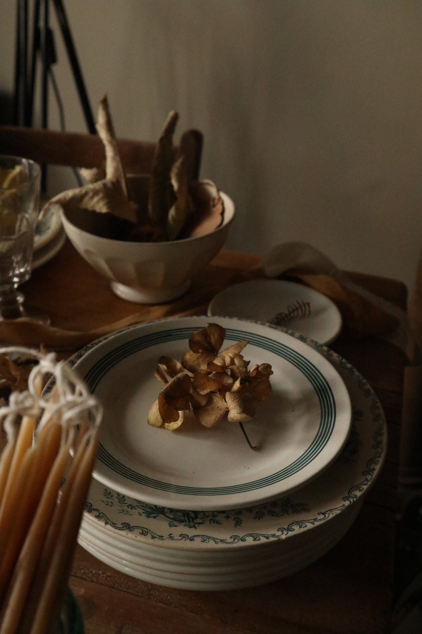 Green and White Plates