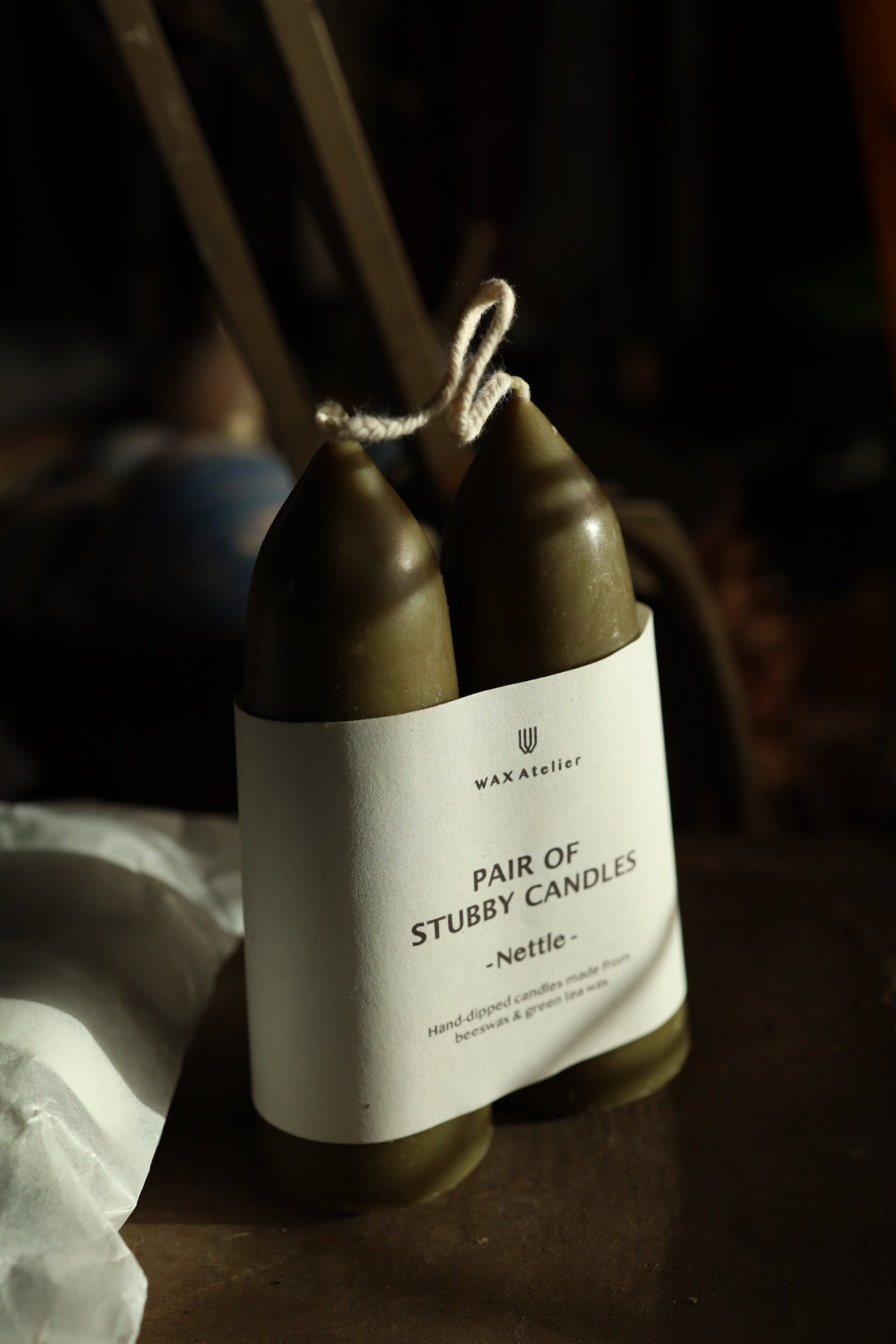 Pair of Wax Atelier Stubby Beeswax Candles