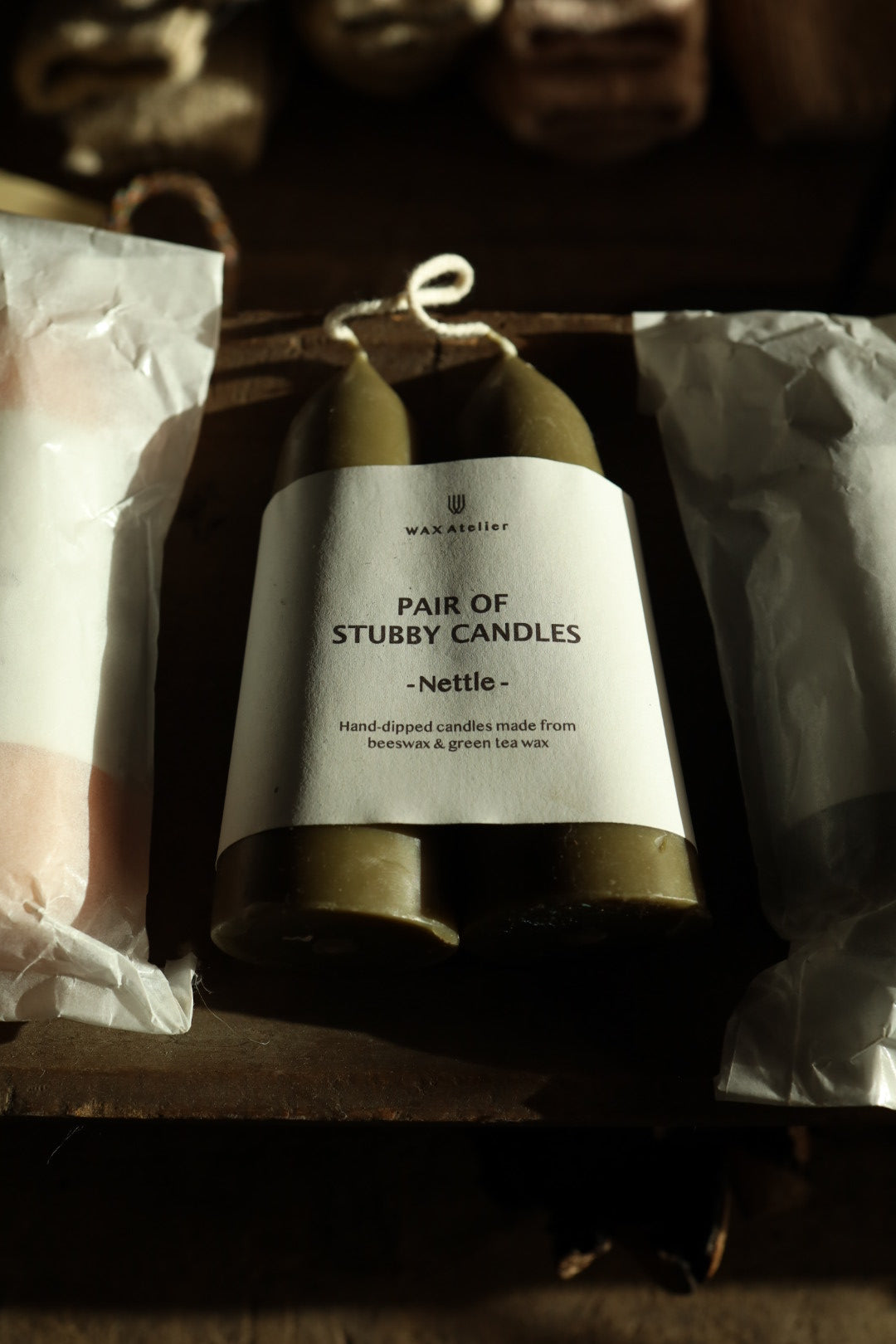 Pair of Wax Atelier Stubby Beeswax Candles