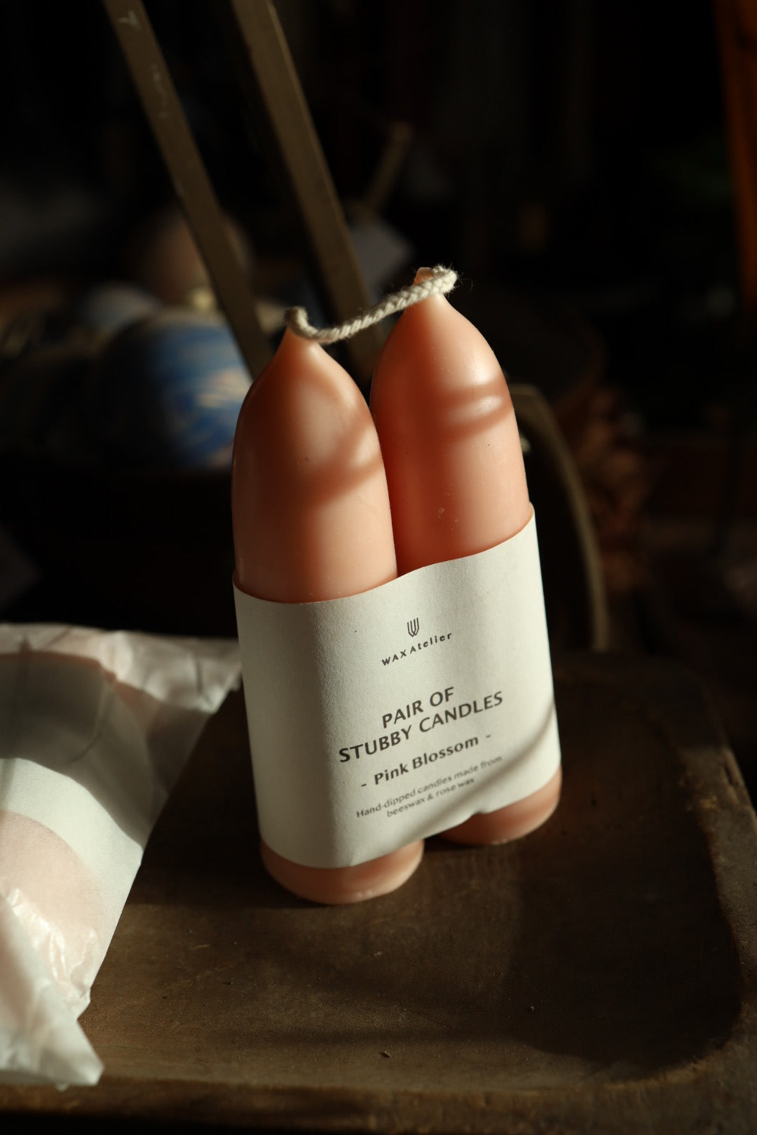 Pair of Wax Atelier Stubby Beeswax Candles
