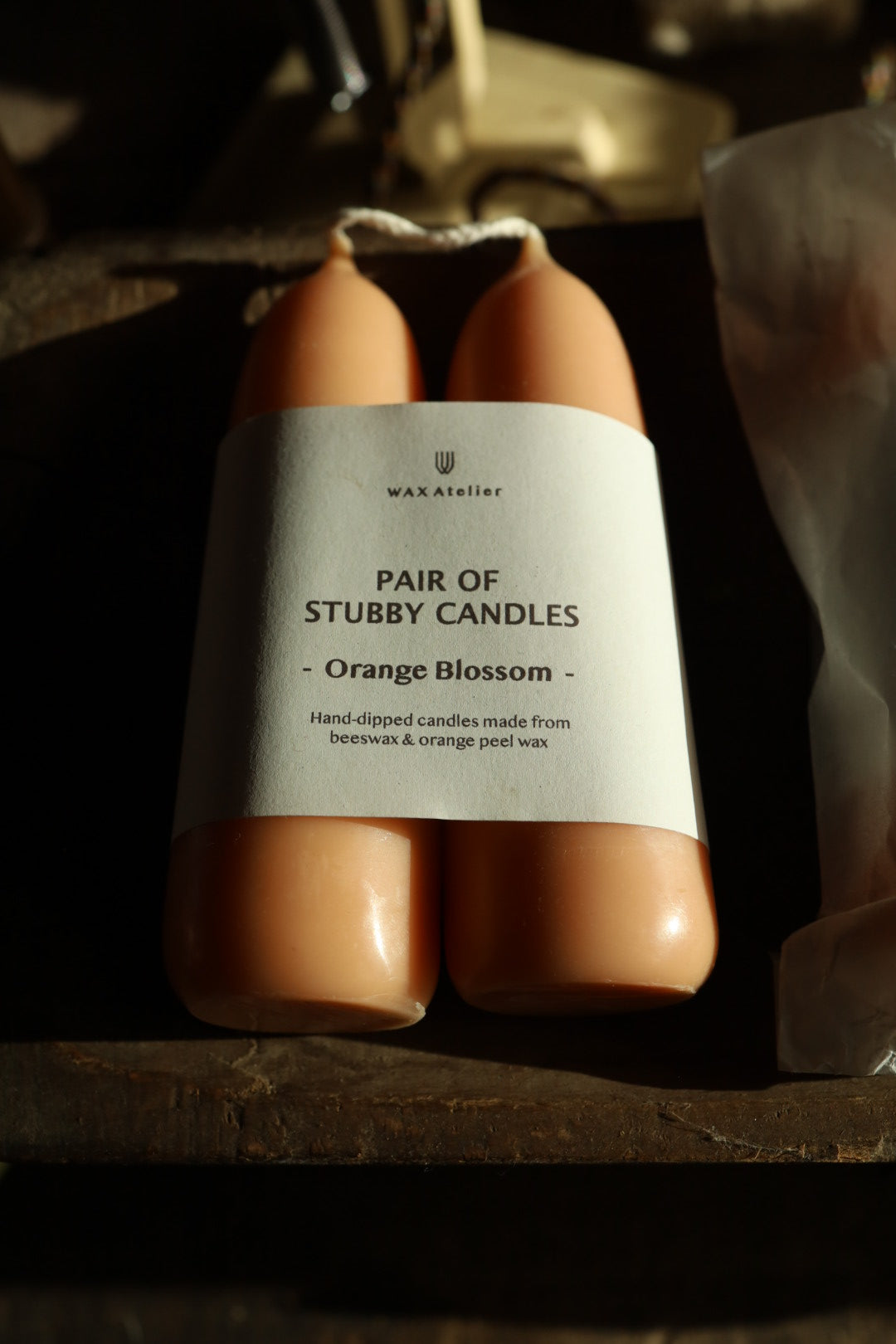 Pair of Wax Atelier Stubby Beeswax Candles