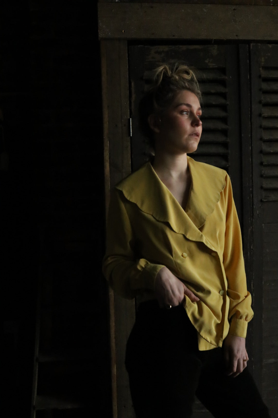 Yellow Blazer Style Blouse