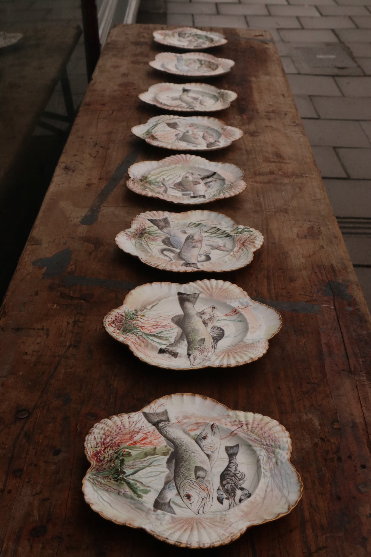 Hand Painted Fish Plates - set of 8