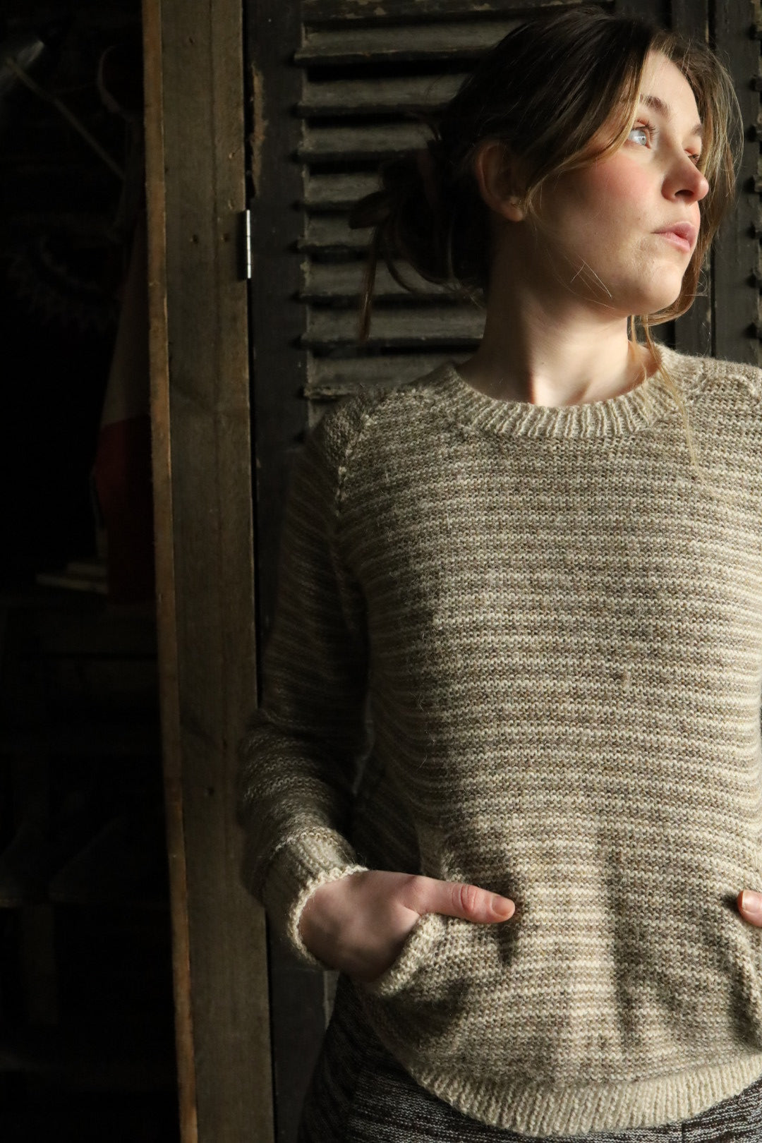 Hand Knitted Stripe Jumper with Pockets