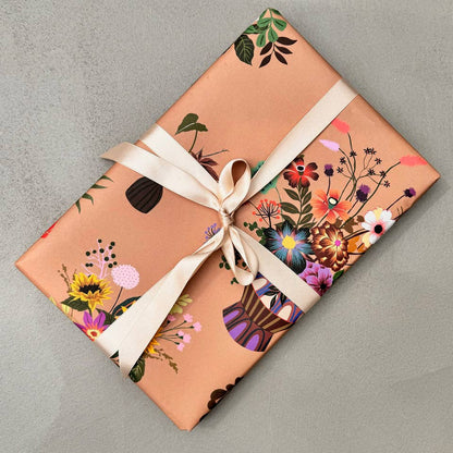 Botanical Floral Interiors Vase Flowers Gift Wrap GW-009