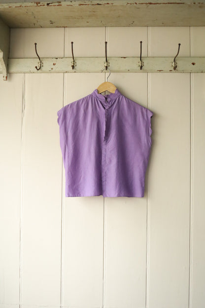 1950s Scalloped Edge Silk Blouse Lavender