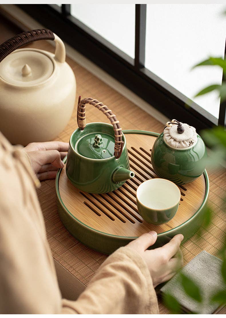 Gohobi Handmade Green Teapot