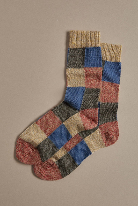 Rove Knitwear Fine Merino Wool Socks Colour Patchwork