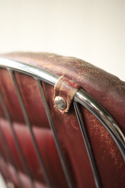 Red Leather Chrome Swivel Chair