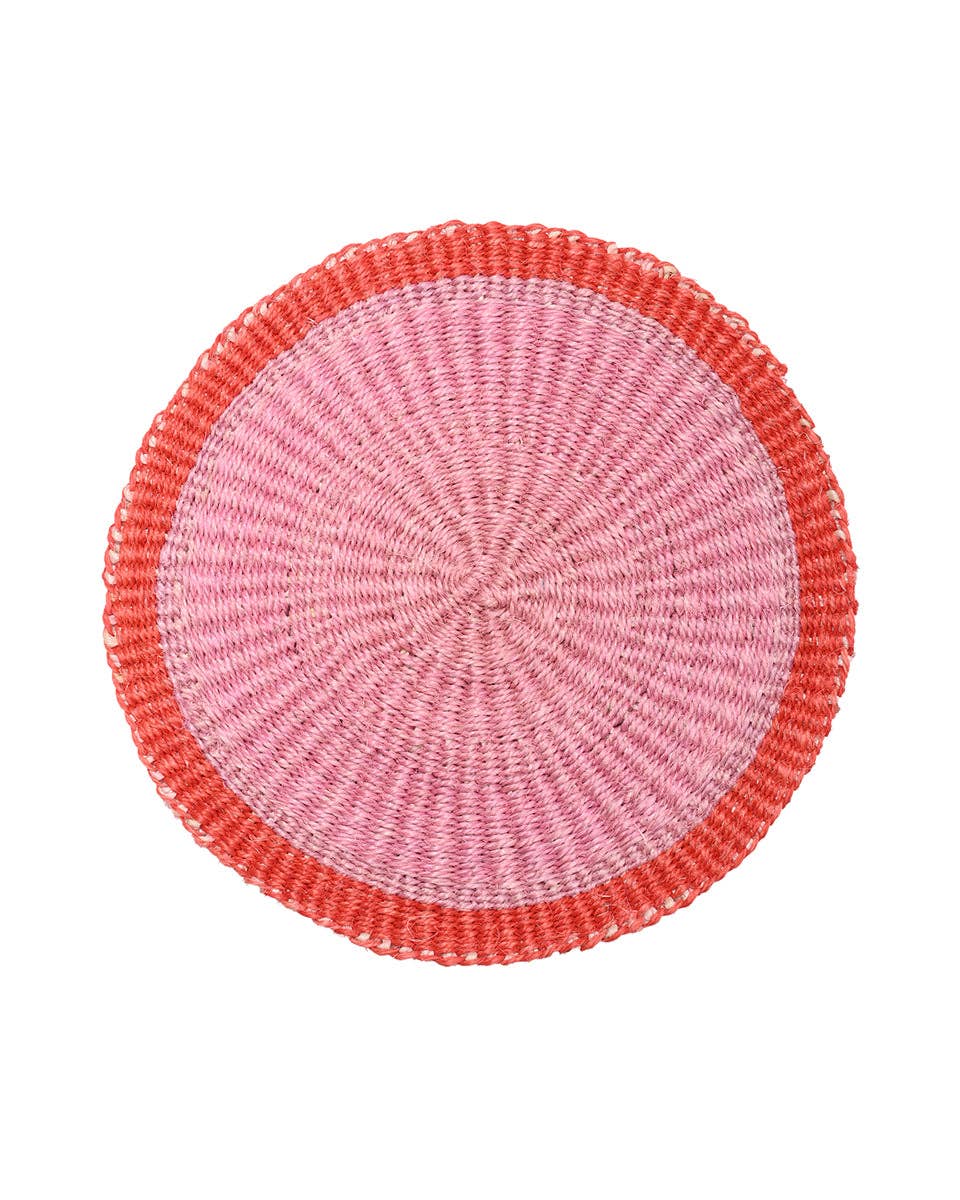 Red & Dusky Pink Woven Placemat