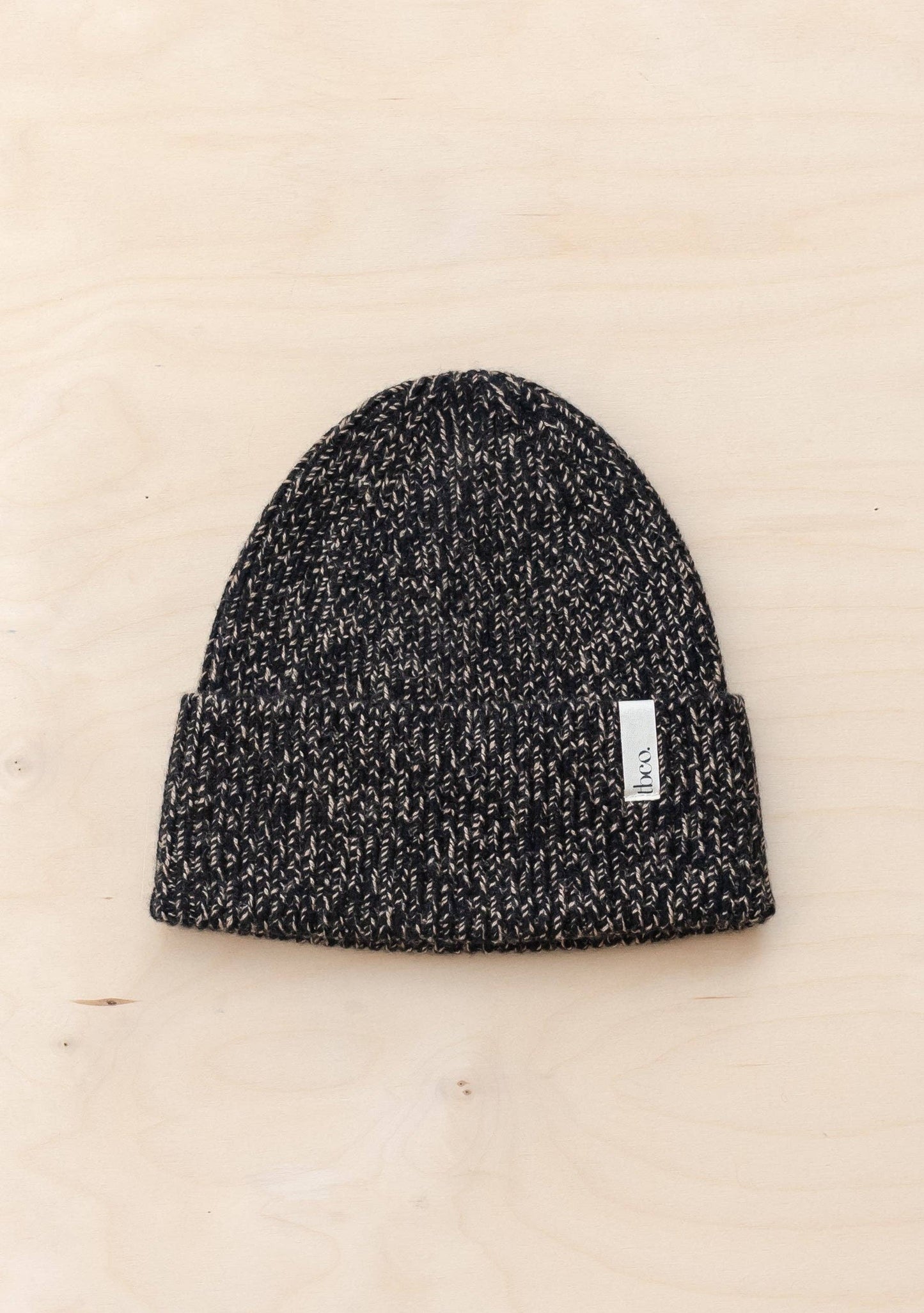 TBCo Cashmere & Merino Beanie in Black Fleck