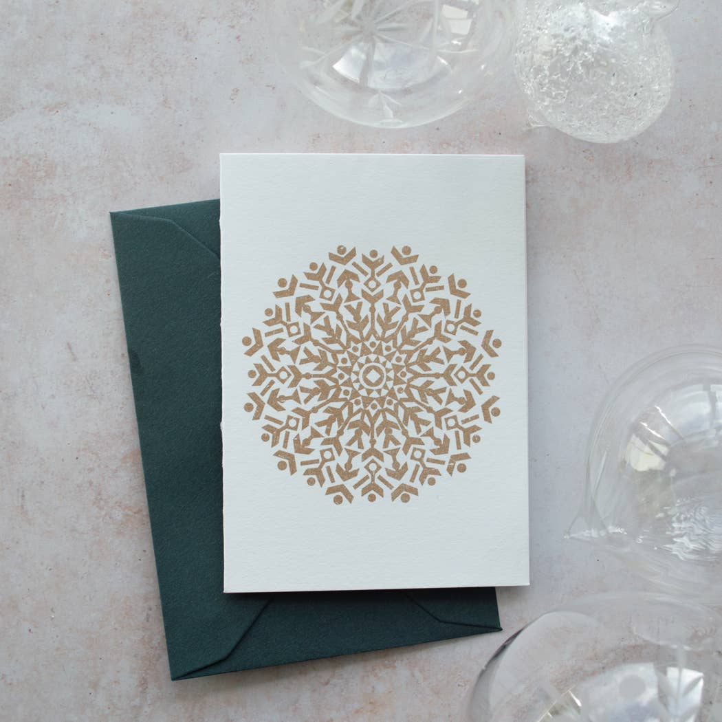 Scandi Snowflake Metallic Mini Christmas Greeting Card