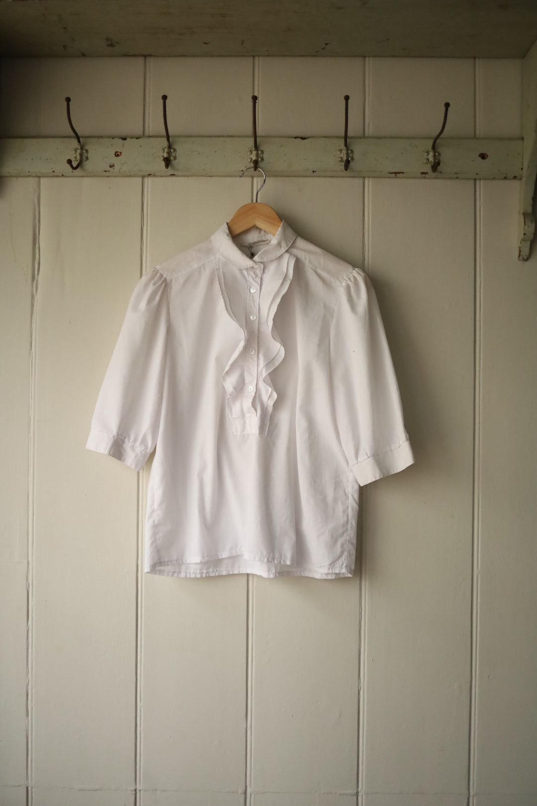 Frill front white blouse