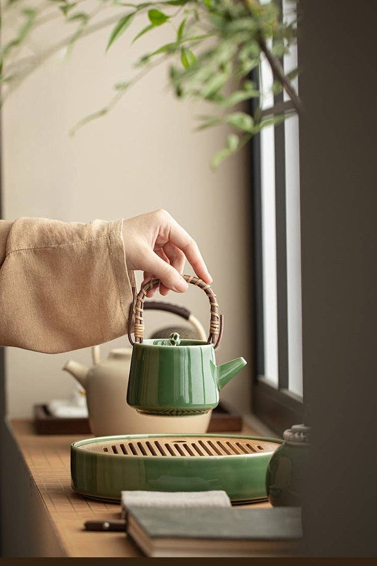 Gohobi Handmade Green Teapot