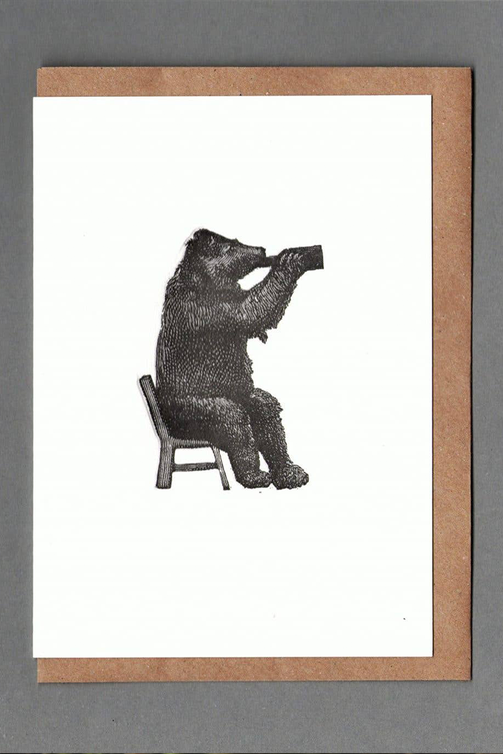 Beer Bear Letterpress Greeting Card