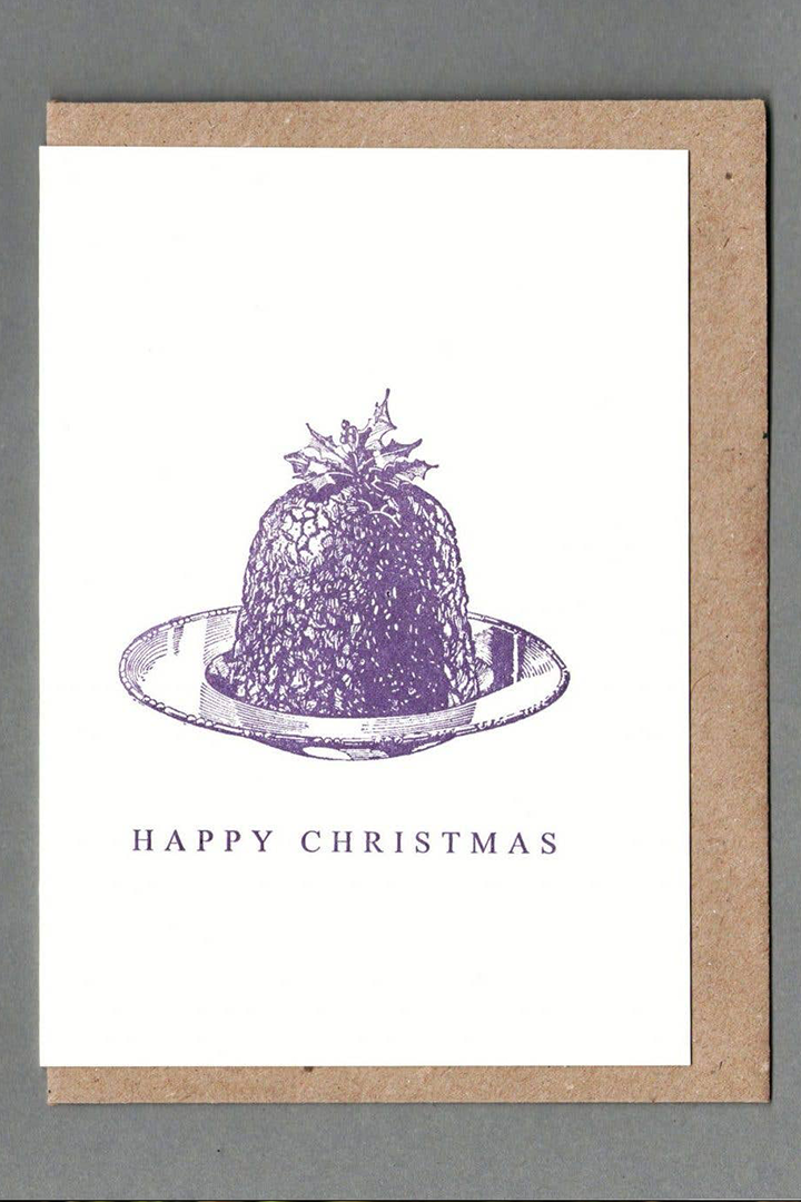 Christmas Pudding Letterpress Greeting Card