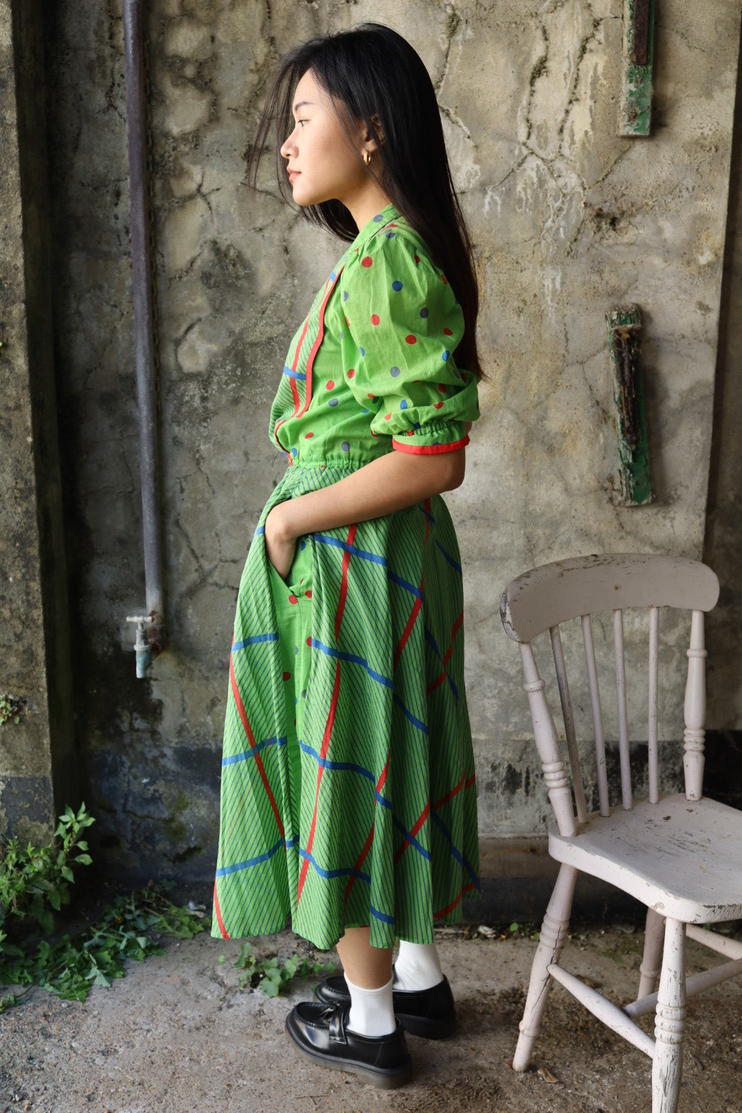 Apple Green Apron Front Dress